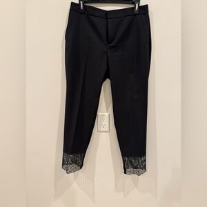 Zara Black Cropped Pants with Mesh Hem